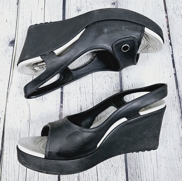 CROCS | Havana slingback peep toe wedge heels - Picture 3 of 10